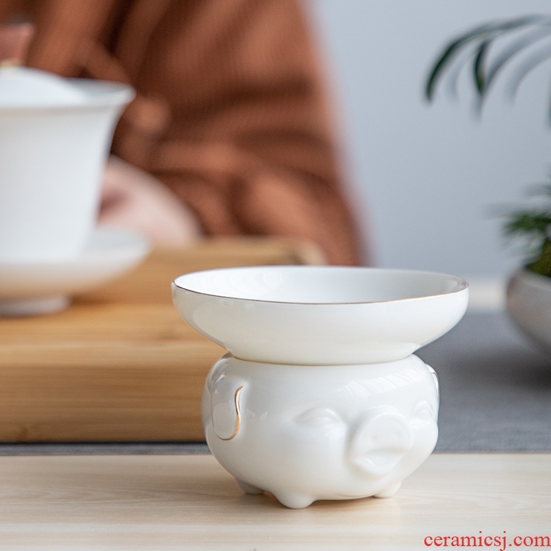 Quiet life sweet white tea filter ceramic filter stroke Japanese kung fu tea set tea Jin Bianfu "catch accessories
