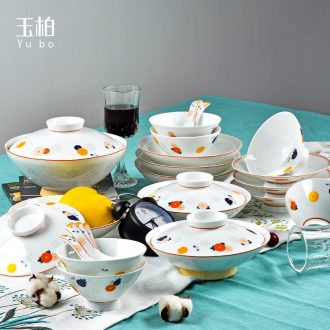 BaiLingLong jingdezhen porcelain and jade ware with cover plates of household of Chinese style 26 head cutlery set together