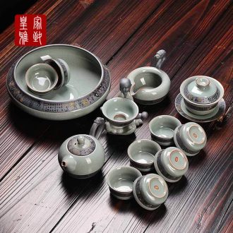 Elder brother up with tea set kung fu tea ice crack glaze household open piece of 6 people, 4 people personal Chinese style restoring ancient ways is contracted ceramics
