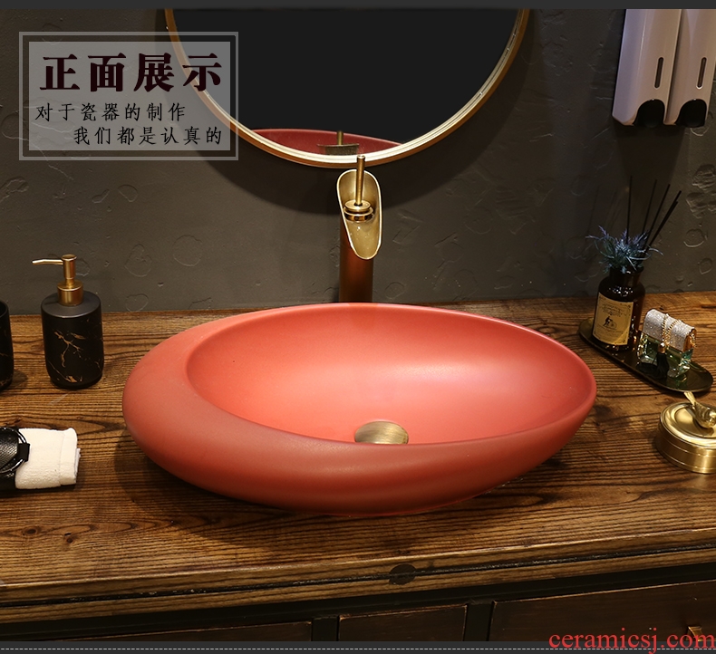 Contracted household European art ceramic lavatory toilet stage basin sink square pure color basin in northern Europe