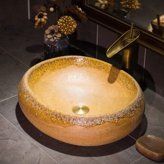 Restore ancient ways the stage basin of Chinese style ceramic lavatory oval basin bathroom art basin on the sink