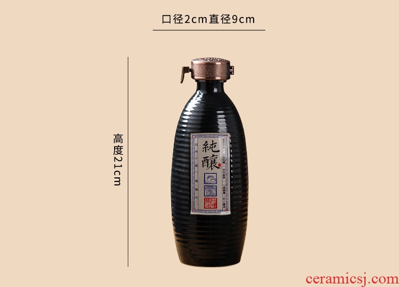 Jingdezhen ceramic bottle jin install archaize liquor pot seal carving black household jugs ancient altar jars