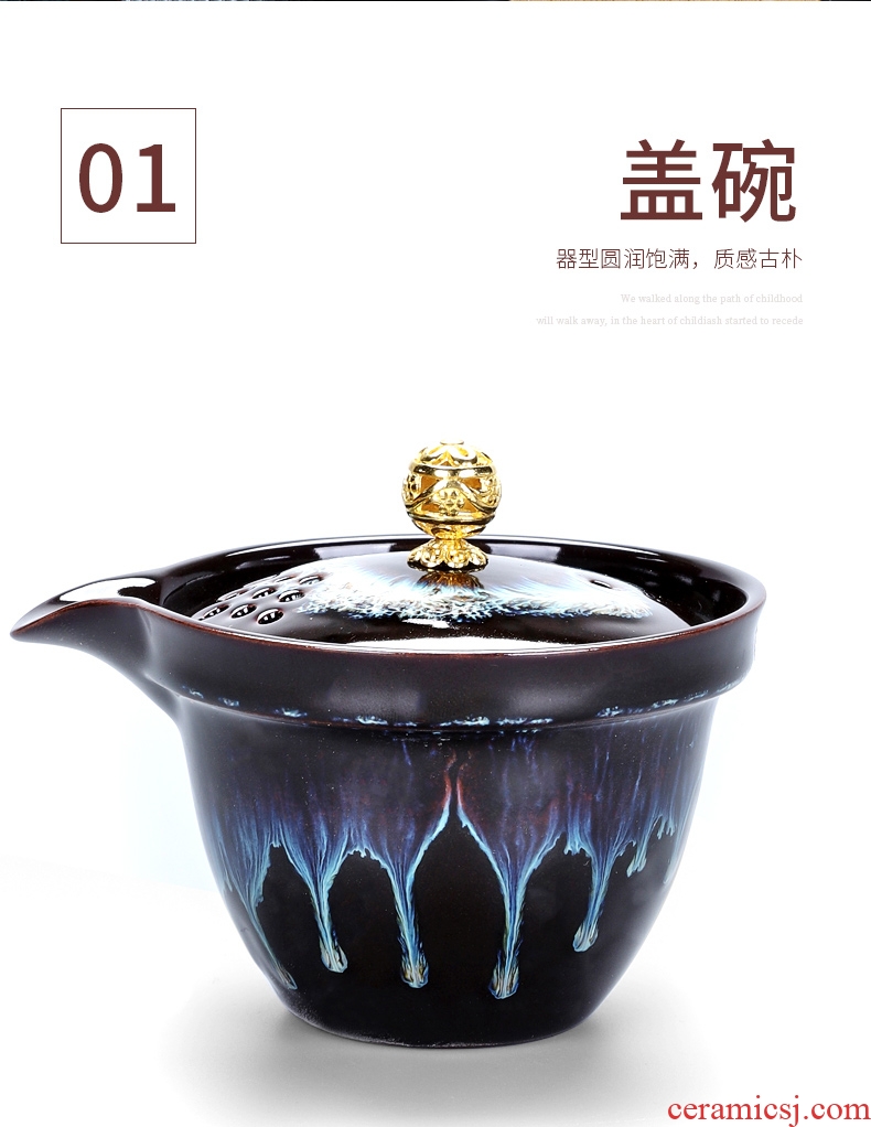 Tang Xian ceramic teapot teacup portable travel tea set kung fu tea set a pot of three cups of tea, a body to receive