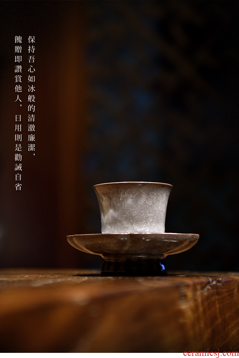 Longquan celadon manual sample tea cup ice to crack the master cup single CPU elder brother up with ceramic cups kongfu tea