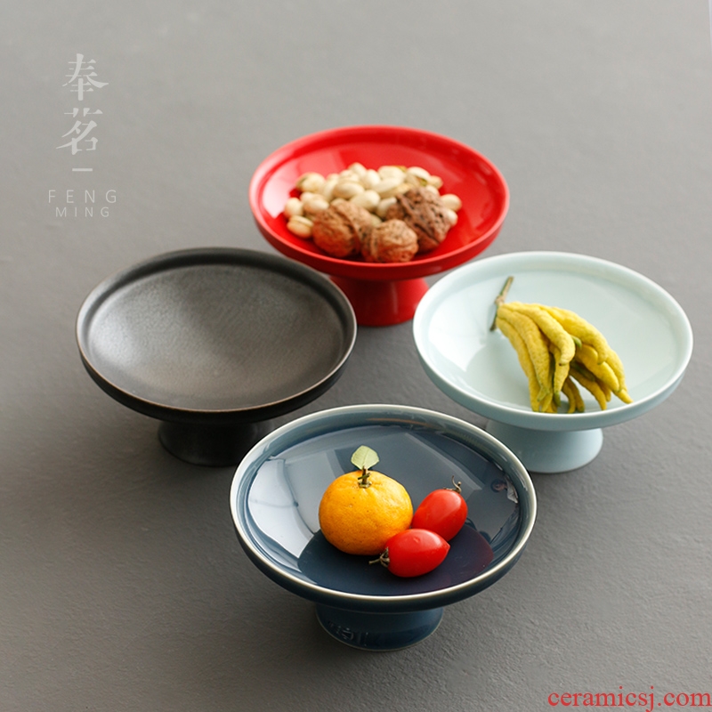 Serve tea ceramic high tea set fruit bowl of household of Chinese style tea snack fruit bowl 'lads' Mags' including nuts disc snack tray