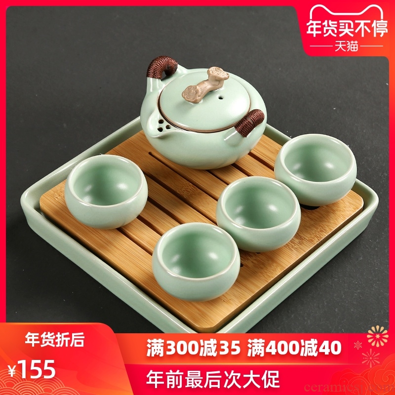 Your up crack cup against the hot travel on - board, portable package of a complete set of tea sets of household ceramic tea tray was dry is suing office