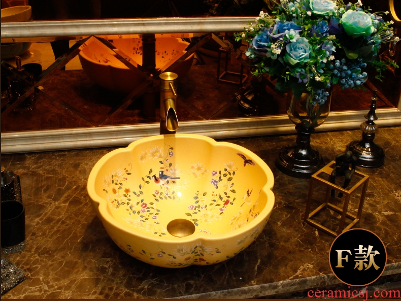 Ceramic art stage basin sink petals retro toilet lavatory basin small size household balcony