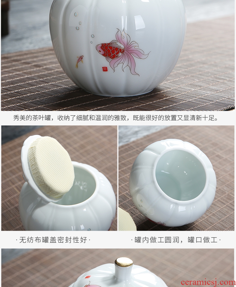 Auspicious yuan blue and white caddy fixings ceramic packing gift box general puer tea in the small seal pot double pot of tea boxes