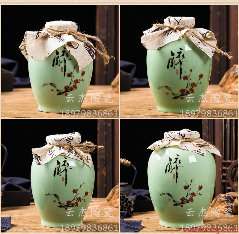 Empty wine bottle ceramic antique bottles 1/2/3/5/10 jin household liquor seal storage jar little hip