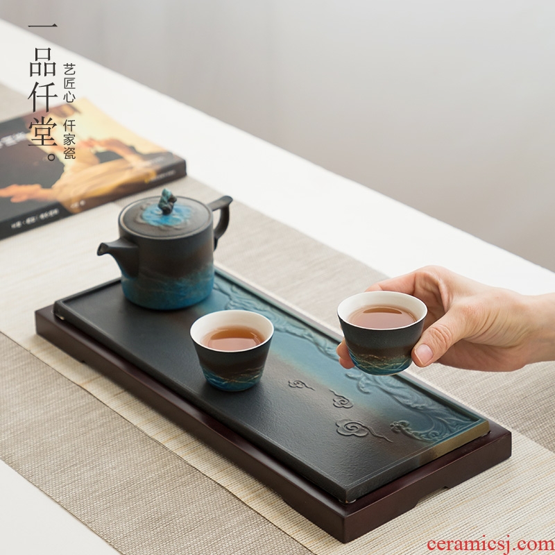 Yipin thousand small tea tray # ceramic household contracted mini dry tea kung fu tea tray was creative head form vesicles