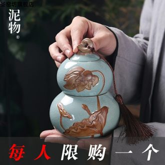 Elder brother up with violet arenaceous caddy fixings ceramic POTS large seal pot household gourd furnishing articles puer tea custom box