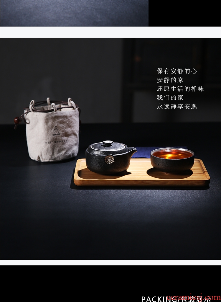 The Product wufu crack cup a pot of two glass ceramic porcelain remit travel kung fu tea cup teapot portable office