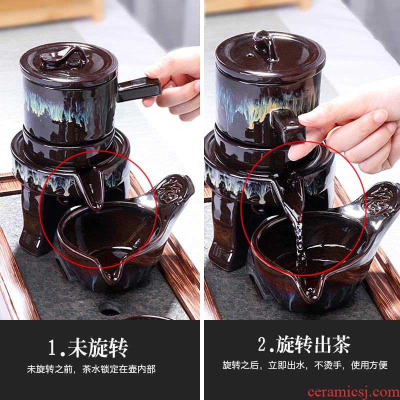 Tang Xian up stone mill automatically make tea tea set ceramic lazy of kung fu tea set built light red glaze teacup