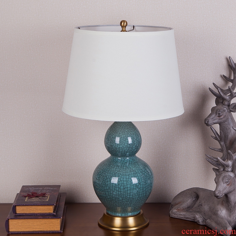 New Chinese style restoring ancient ways American ceramic desk lamp sitting room porch decoration villa lobby crack glaze cyan of bedroom the head of a bed