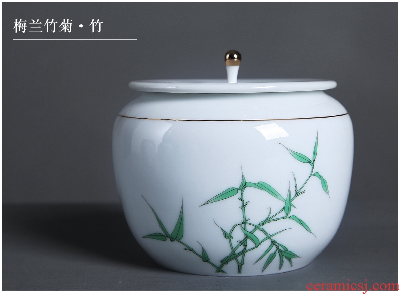 Auspicious edge in dehua white porcelain tea pot of ceramic jade porcelain, moistureproof household by patterns sijunzi storage POTS