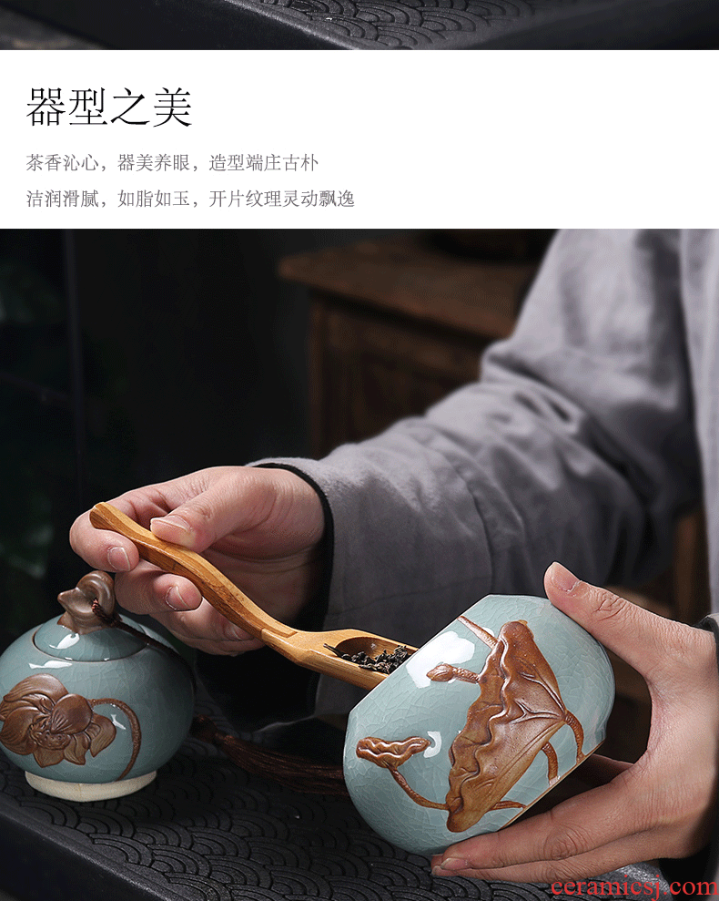 Elder brother up with violet arenaceous caddy fixings ceramic POTS large seal pot household gourd furnishing articles puer tea custom box