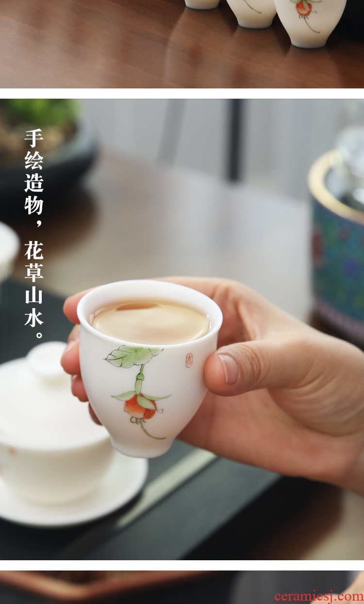 The Product teacups hand - made master cup dehua white porcelain porcelain remit sample tea cup private custom kung fu tea set ceramic cup