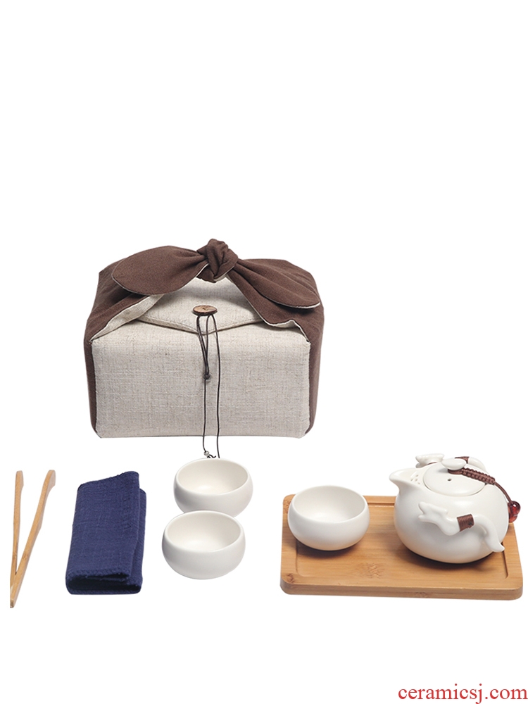 Kung fu tea sets a pot of three cups of crop package ceramic portable travel tea set a pot of three cups of dry tea tray
