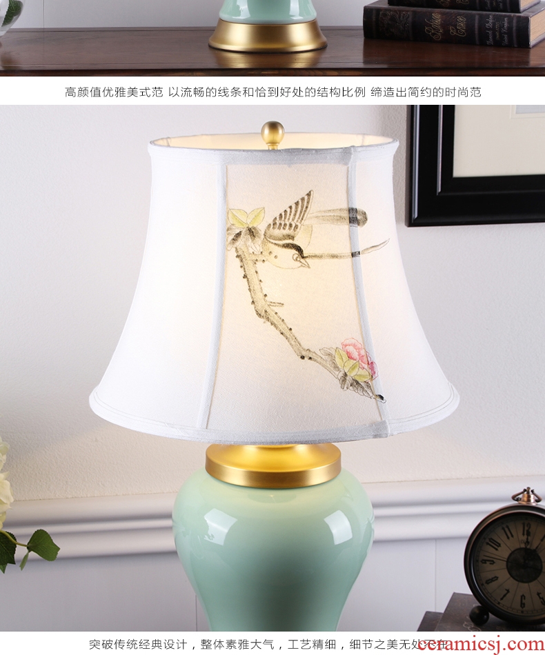 New Chinese style restoring ancient ways American ceramic desk lamp sitting room hotel villa clubhouse porch decoration lamps and lanterns of bedroom the head of a bed