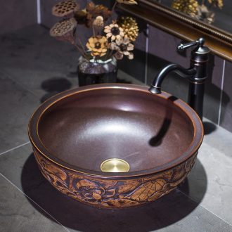 The sink basin sink on restoring ancient ways ceramic household washing basin round antique art creative move