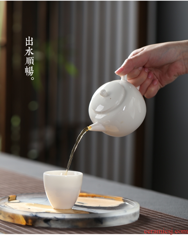 Is good source white porcelain ceramic teapot tea dehua porcelain household small kung fu jade teapot single pot of tea pot