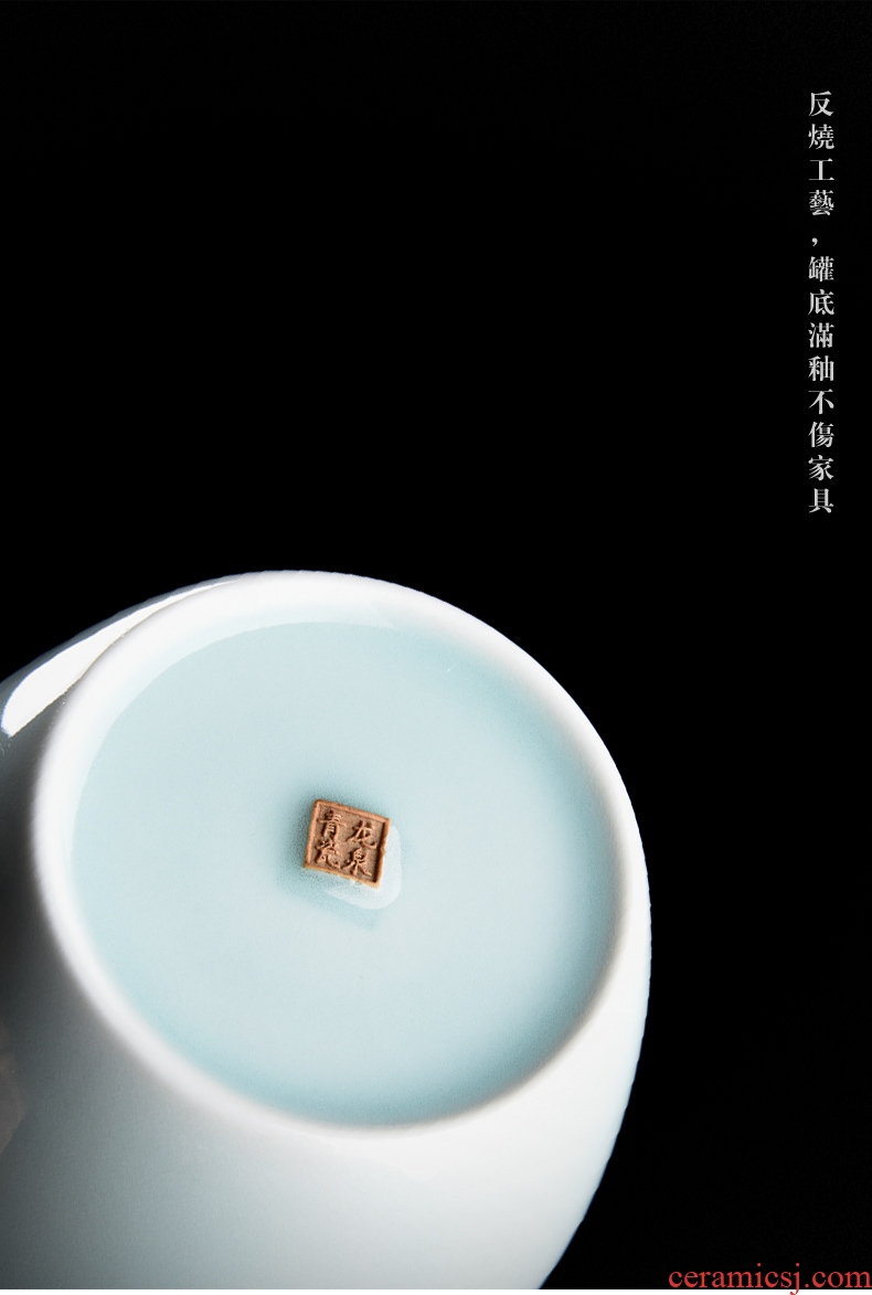 Longquan celadon caddy fixings ceramic sealed cover portable household porcelain jar tea pu - erh tea large POTS of tea