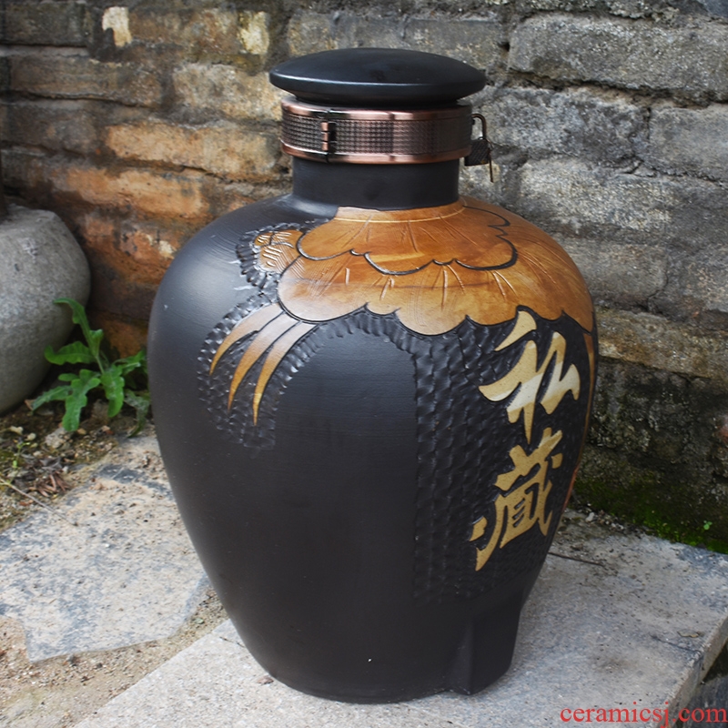 Jingdezhen ceramic jar mercifully wine 10 jins home it 20 jins seal wine jar of antique Chinese wine jars