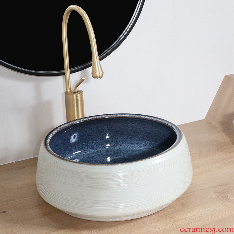 White art stage basin to the small size of jingdezhen ceramic round bowl lavatory basin stage basin that wash a face to wash your hands