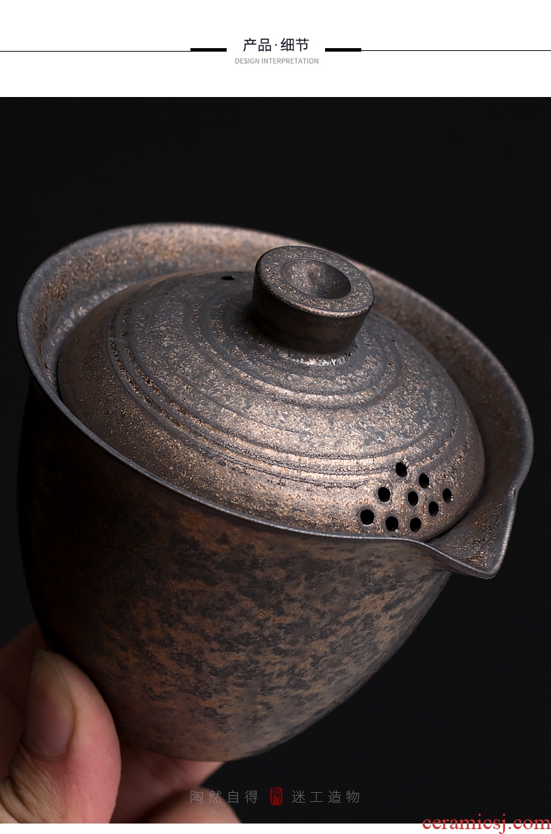Tao fan manual fine gold teapot creative Japanese household ceramics hand grasp pot of archaize kung fu tea set accessories large tureen