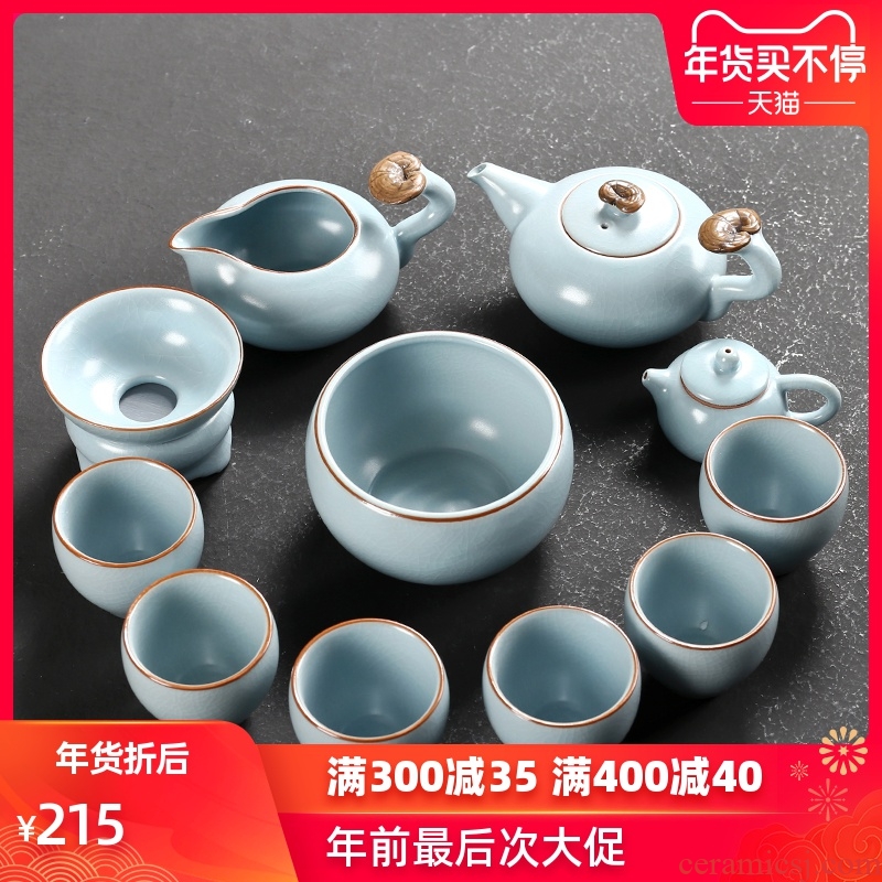 Passes on technique the up start your up of a complete set of kung fu tea set suit household contracted ceramic tea teapot teacup gift box