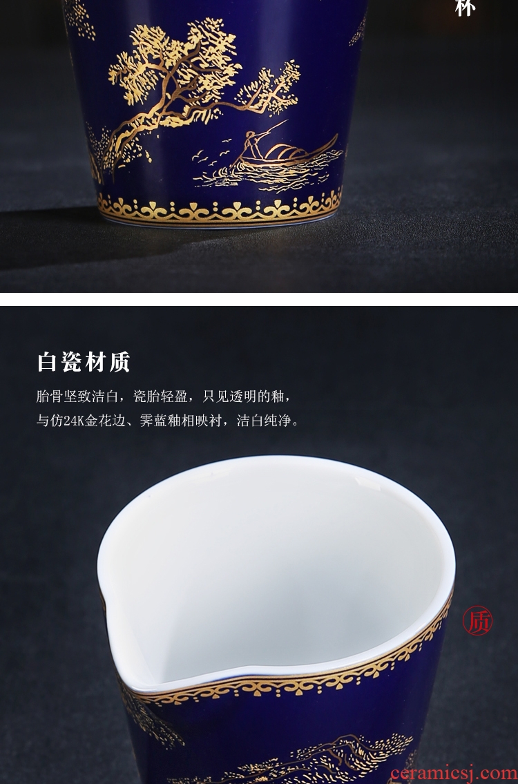 The Product China hui ji blue glaze see colour painting of flowers and master CPU single CPU charactizing a ceramic cups kung fu tea sample tea cup