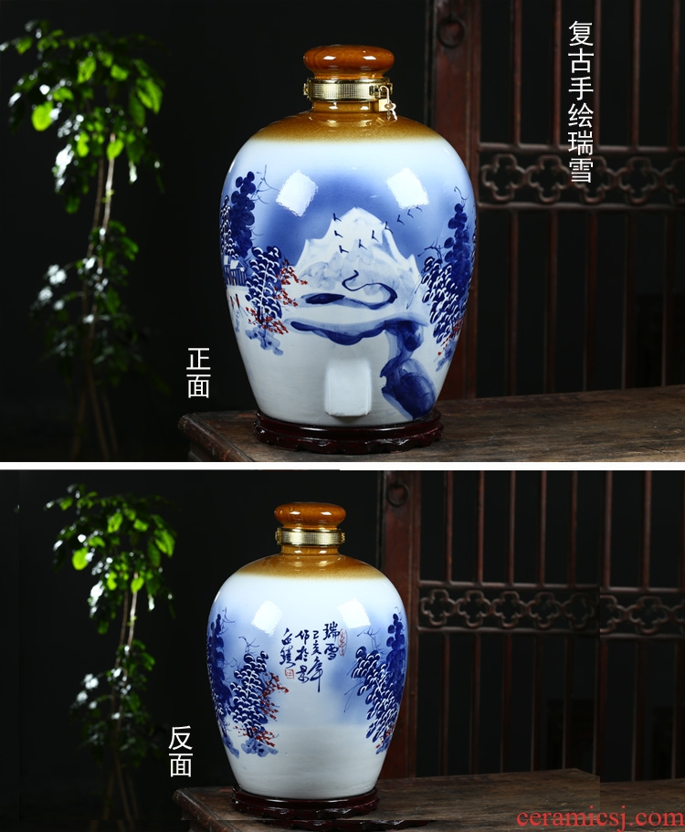 An empty bottle of hand - made ceramic jar of jingdezhen ceramic 10 jins 20 jins household hip belt leading 50 pounds