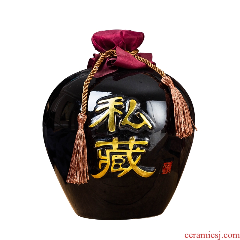 The Custom small jingdezhen sharply black glaze ceramic bottle expressions using 1 catty 2 jins of 3 kg 5 jins of 10 jins seal hip flask jars