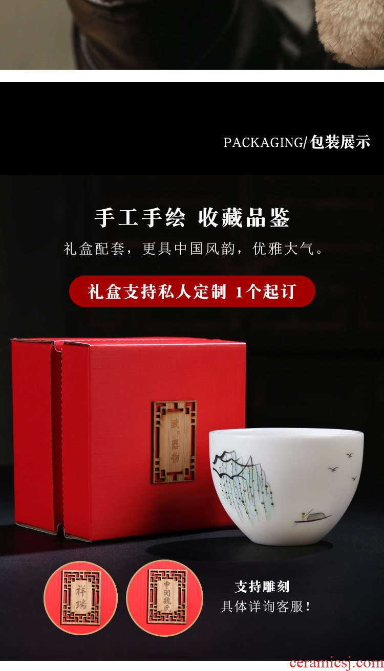 The Product porcelain sink masters cup single see colour sample tea cup white porcelain pure manual hand - made ceramic cups kung fu tea cup