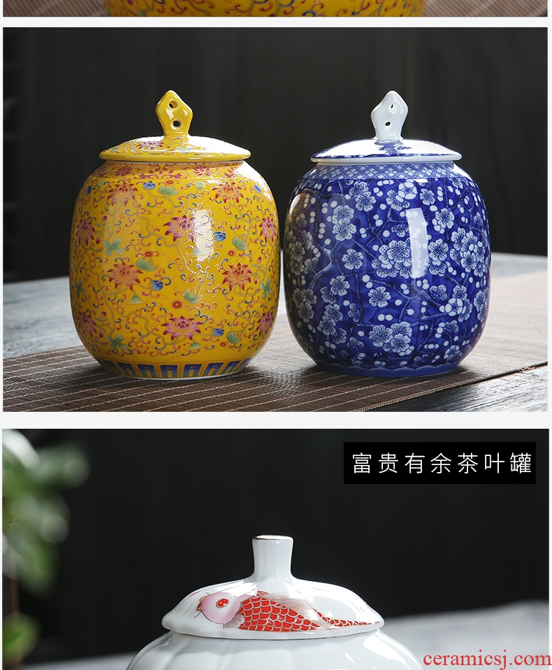 Auspicious yuan blue and white caddy fixings ceramic packing gift box general puer tea in the small seal pot double pot of tea boxes