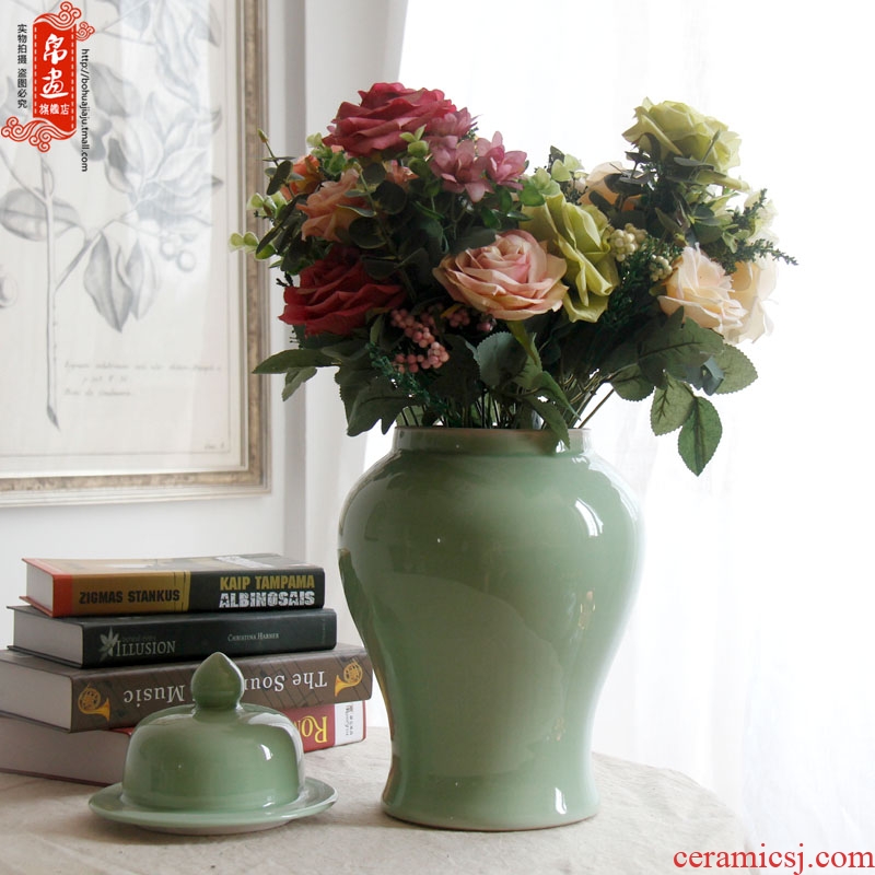 Jingdezhen ceramic vase furnishing articles blue jar, the sitting room home flowers grain dry flower arranging flowers adornment wide expressions using