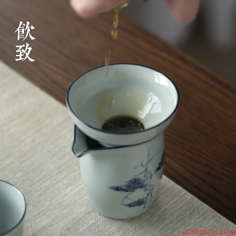Blue and white tea ultimately responds to hand - made filter) ceramic filters filter cup tea every kungfu tea accessories
