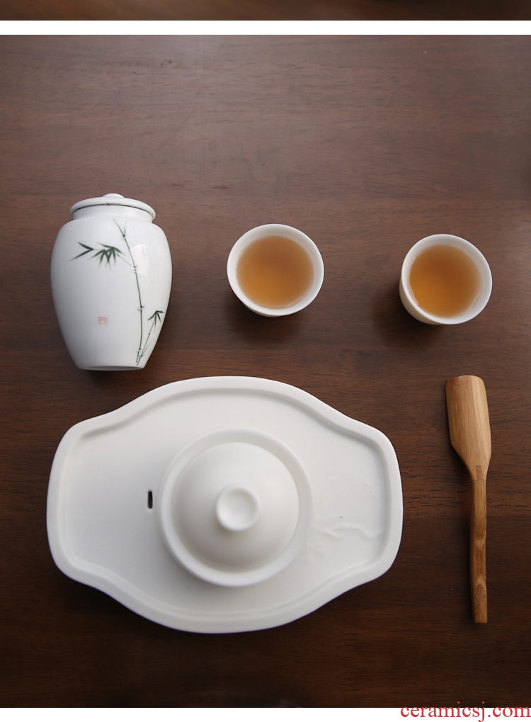 The Product is porcelain sink by patterns white porcelain tea pot seal storage tank pu 'er tea ceramic tea pot home