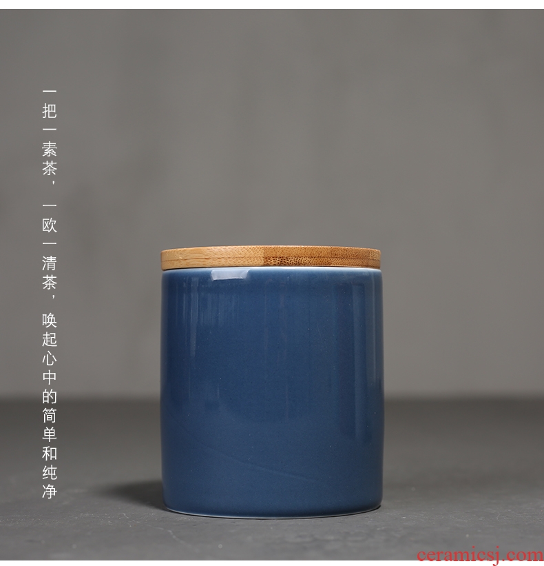 Straight canister YanXiang fang ceramics glaze pure color contracted small bamboo caddy fixings cover seal joker receives portable