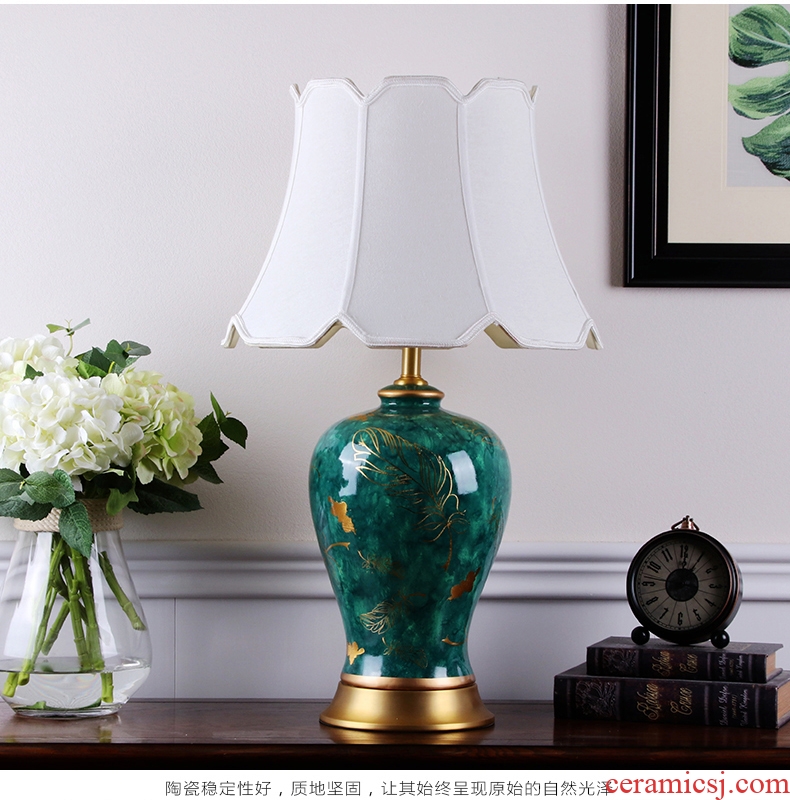 New Chinese style restoring ancient ways American I and contracted ceramic desk lamp sitting room decoration to the hotel villa clubhouse of bedroom the head of a bed