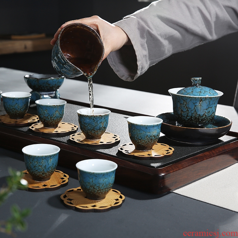 Auspicious edge up kung fu tea set and fair keller cup high - capacity ceramic tea accessories points tea tea