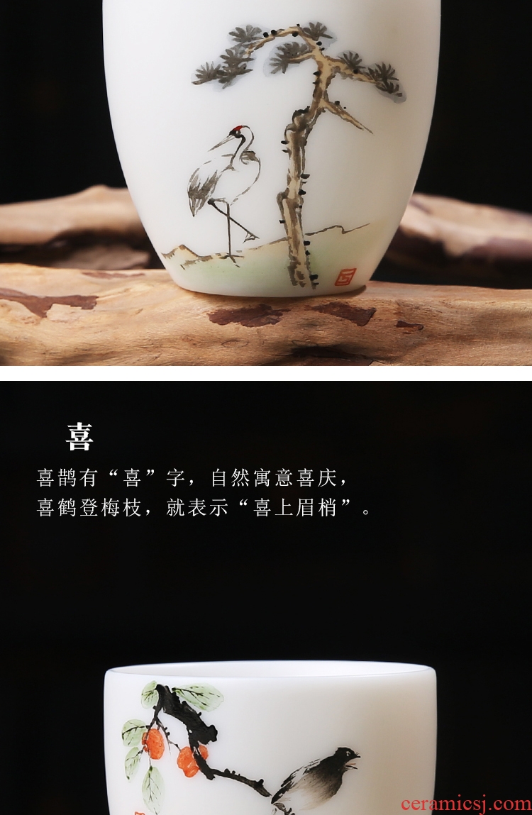 The Product dehua porcelain remit suet jade white porcelain hand - made ferro, ShouXi sample tea cup kung fu tea cups ceramic cups masters cup