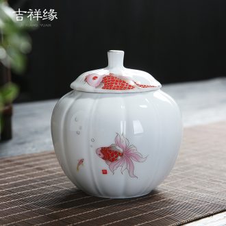 Auspicious yuan blue and white caddy fixings ceramic packing gift box general puer tea in the small seal pot double pot of tea boxes