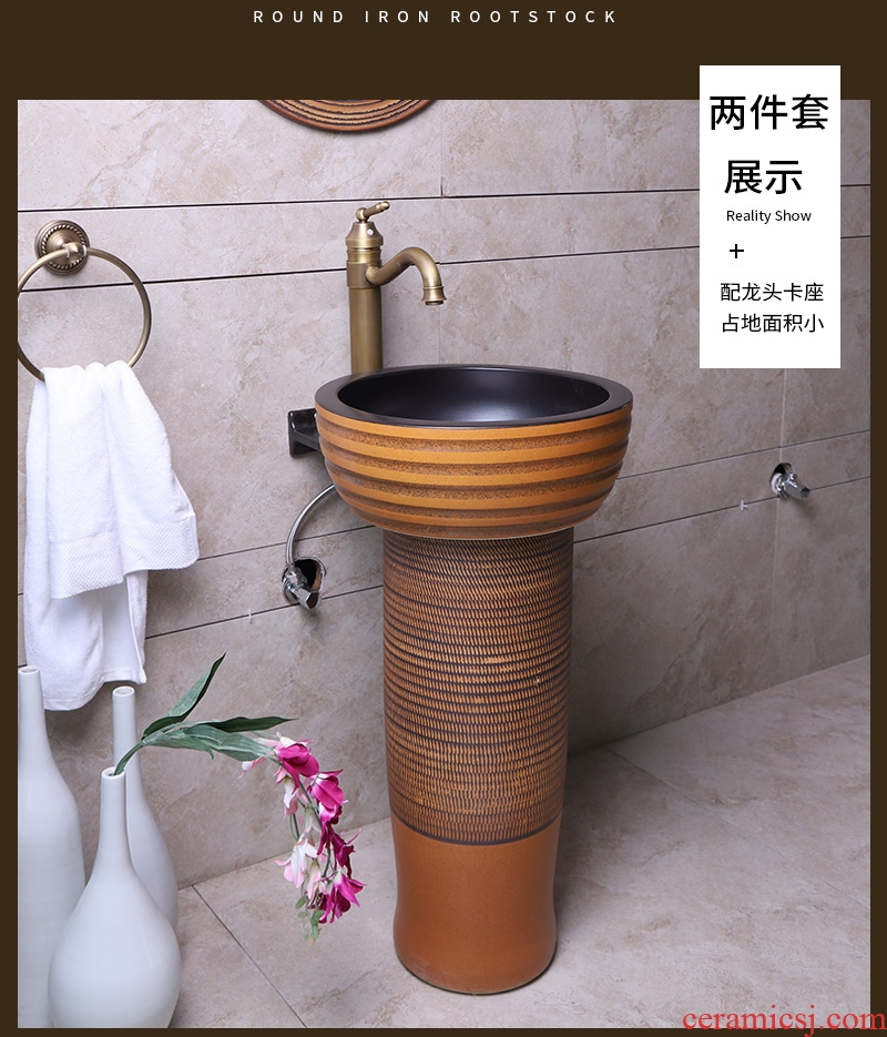 Basin of pillar type lavatory ceramic column balcony sink sink Basin of is suing garden ground column independently
