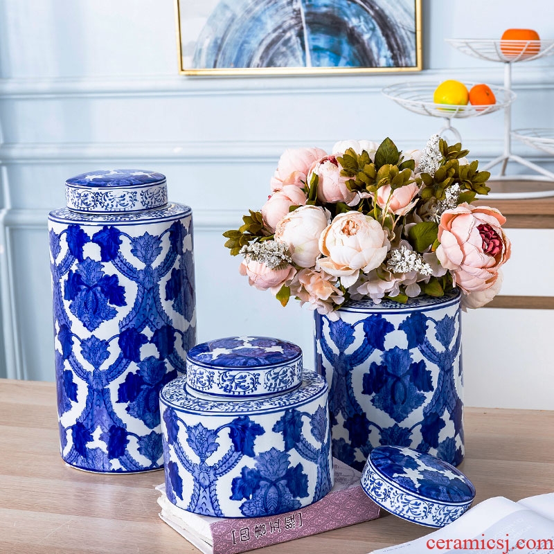 Ceramic furnishing articles creative home sitting room adornment office desktop wine ark, of blue and white porcelain decoration household storage jar