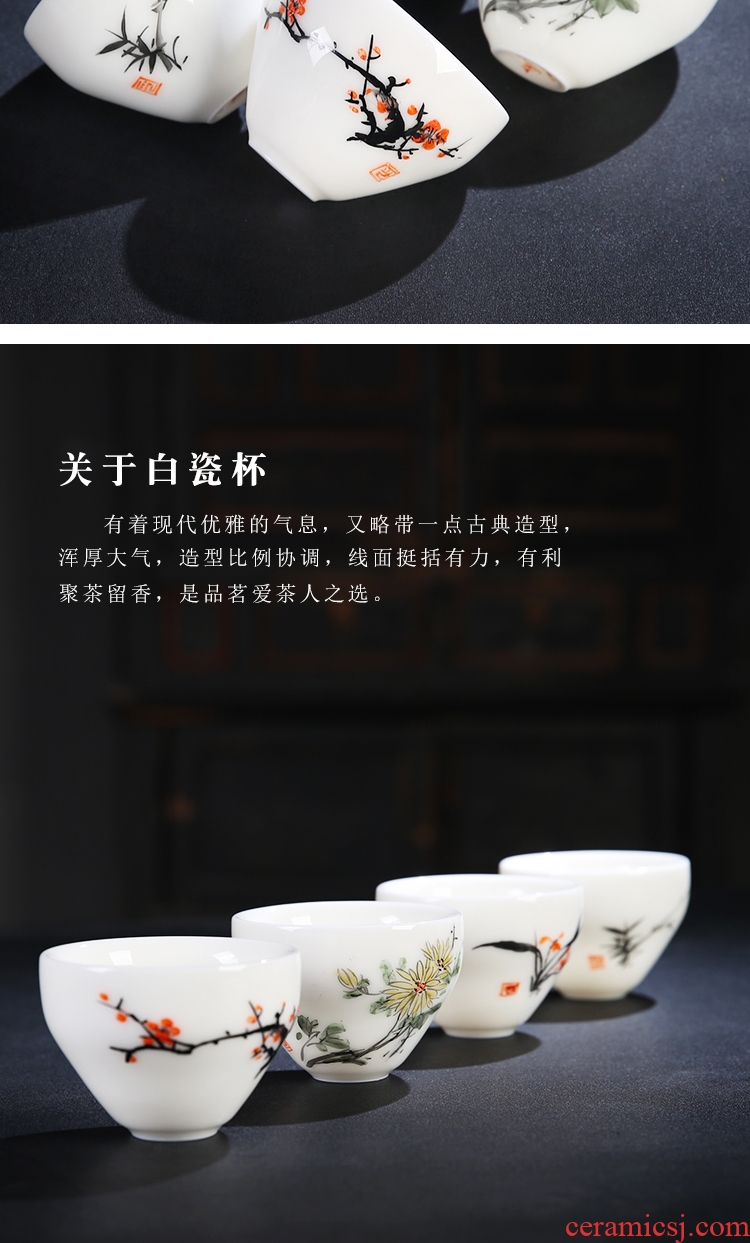 The Product master of dehua white porcelain porcelain remit hand - made by patterns meditation glass ceramic cups master kung fu tea cup