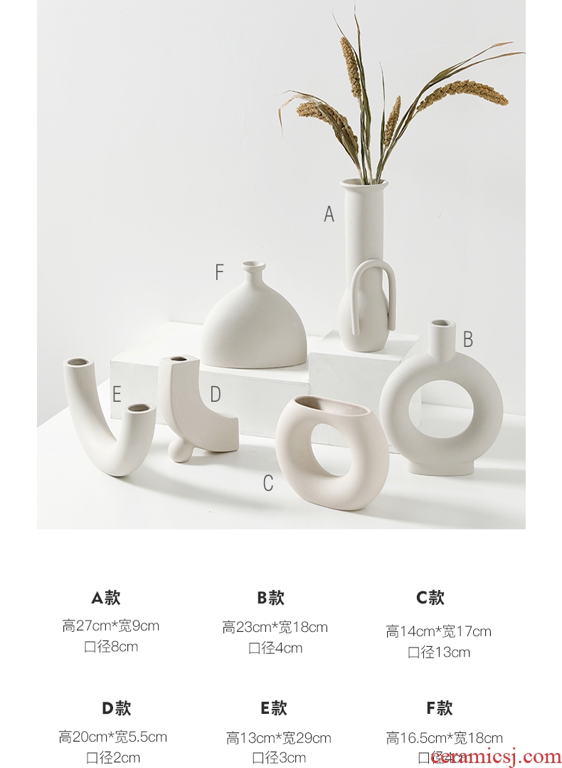 The Nordic idea geometric art vase furnishing articles flower arranging household dry flower I and contracted sitting room ceramic flower ornaments