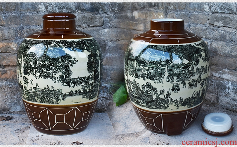 Jingdezhen ceramic jars 10 jins with leading domestic 20 jins mercifully wine jar archaize sealed mercifully liquor to save it