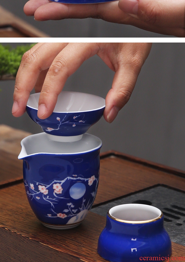 Material porcelain sink ceramic tea cup hand - made filter blue and white porcelain all fair one punch) make tea cup set filter