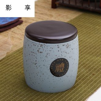 Shadow at jingdezhen ceramic caddy fixings general seal pot home small moistureproof receives two half jins of storage tanks